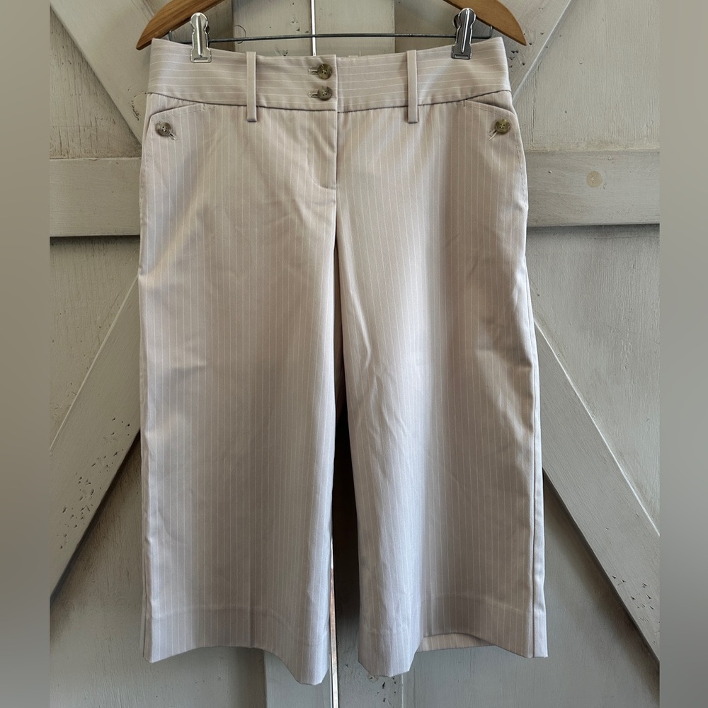 The Limited Cassidy Fit Cropped Pinstripe Pants Size 4 Beige Career